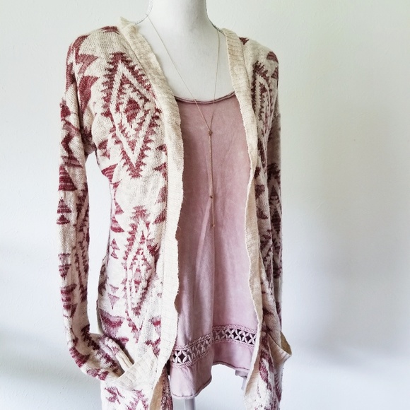 pink republic open front cardigan